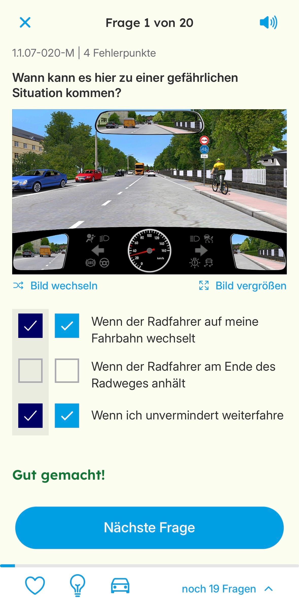 Fahrschulcard App Screenshot Erfolgskontrolle
